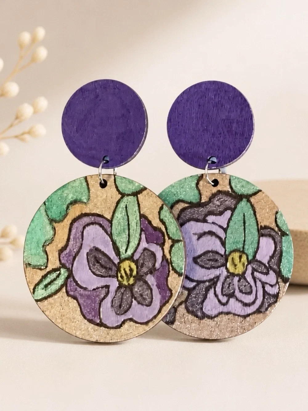 Chic Style Purple  & Teal Statement Drop Earrings